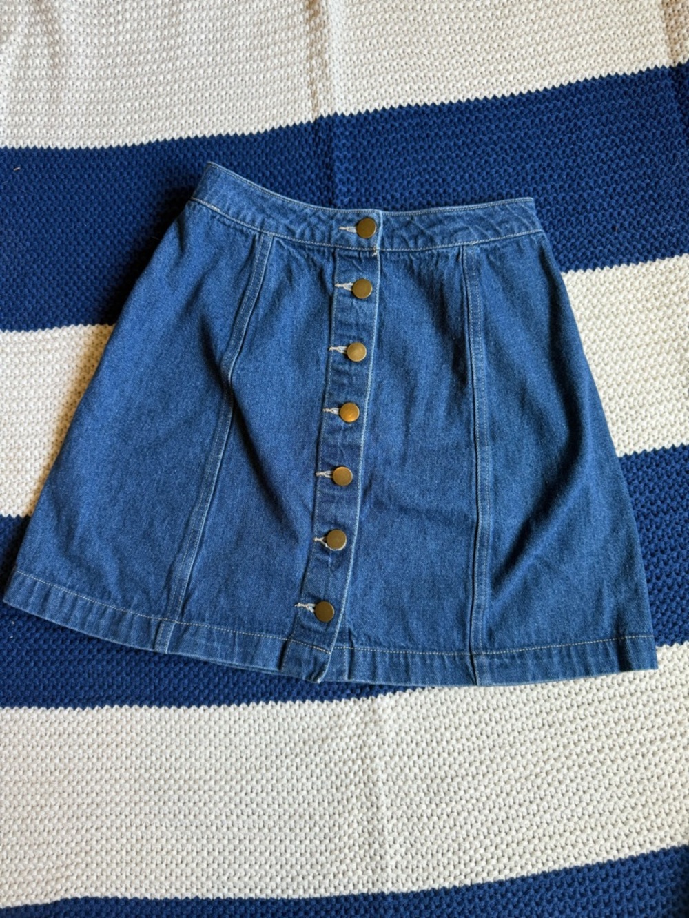 Charlotte Russe Dark Blue Button-Front A-Line Denim Skirt